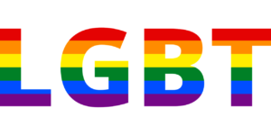 Scritta LGBT a strisce colore arcobaleno 