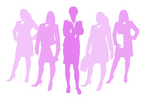 Profilo di 5 donne imprenditrici colorate di rosa 
